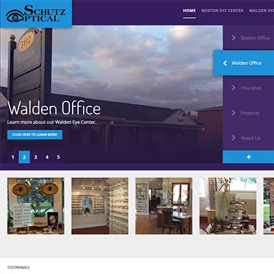Screenshot of the Schultz Optical website